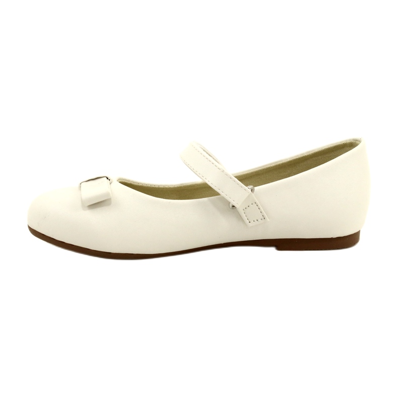 Ballerine bianche con fiocco in velcro bianco 1