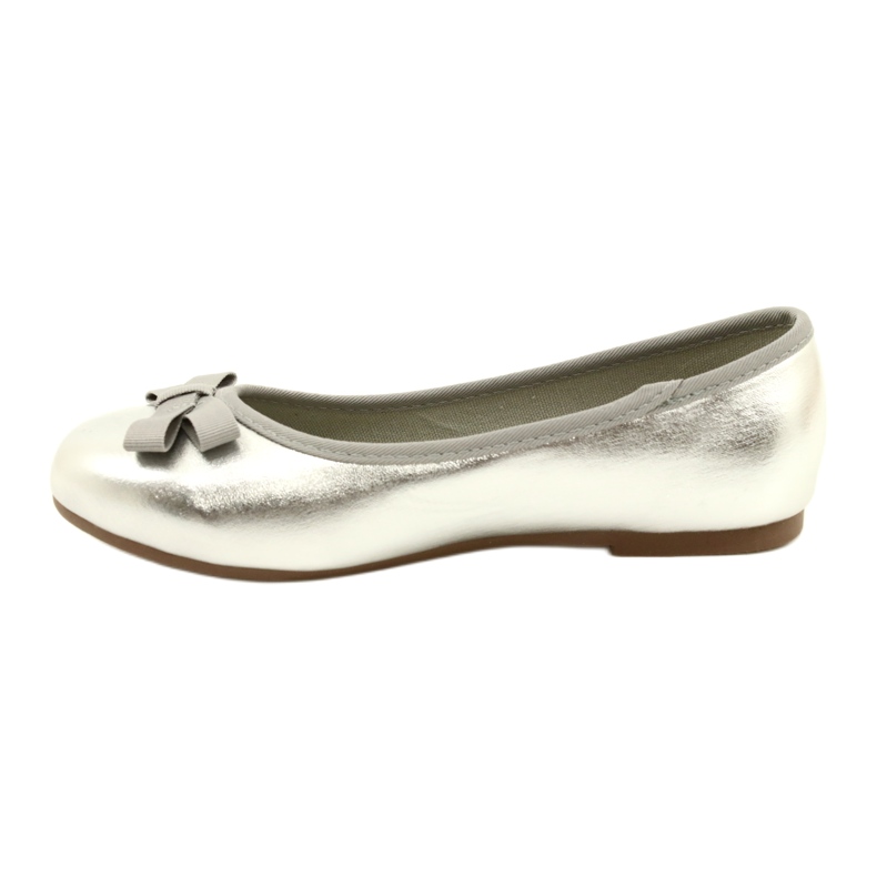 Miss Girls 'Metallic Ballerinas con un arco d'argento 4