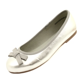 Miss Girls 'Metallic Ballerinas con un arco d'argento 6