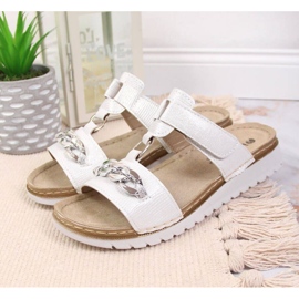 Infradito in velcro con catena lucido Inblu W ARC11 bianco bianca 2