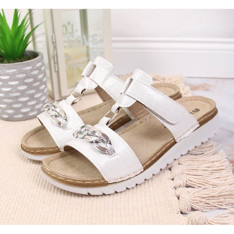 Infradito in velcro con catena lucido Inblu W ARC11 bianco bianca 2