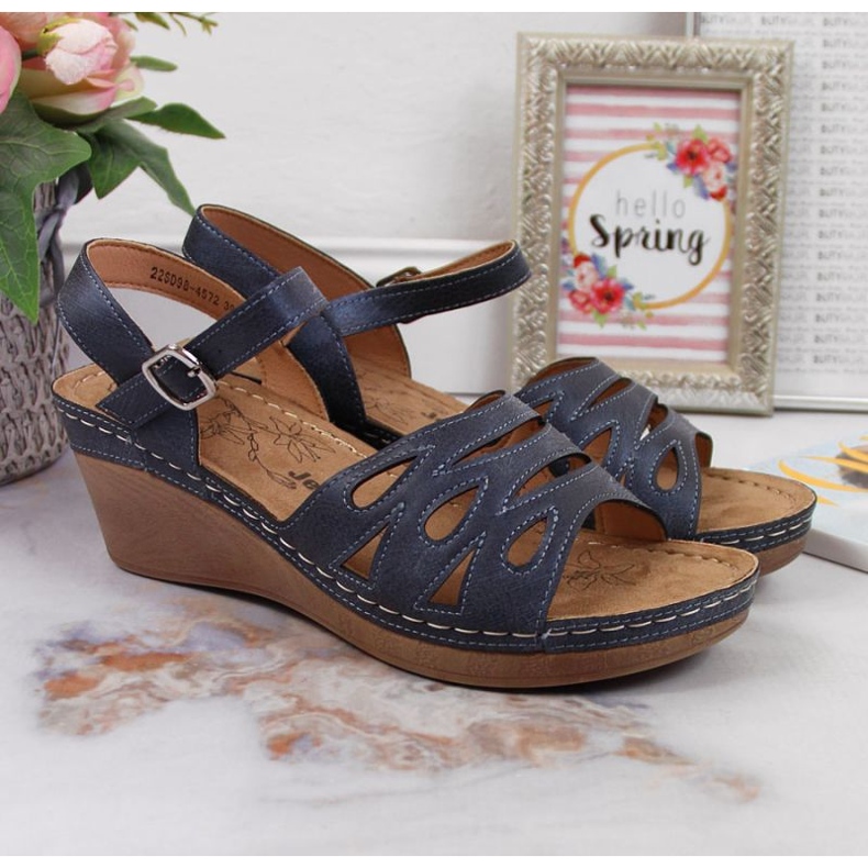 Sandali con zeppa Jezzi W EVE350B blu navy 2