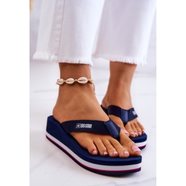 Infradito da donna con zeppa Big Star JJ274A331 Blu navy 2