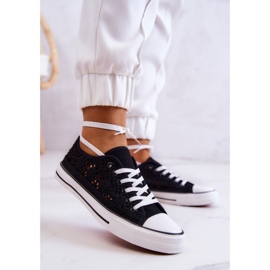 Sneakers da donna in tessuto Black Venture con traforo nero 2