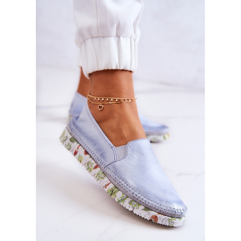 Scarpe senza lacci da donna in pelle Maciejka 03512-40 Azzurro blu 2