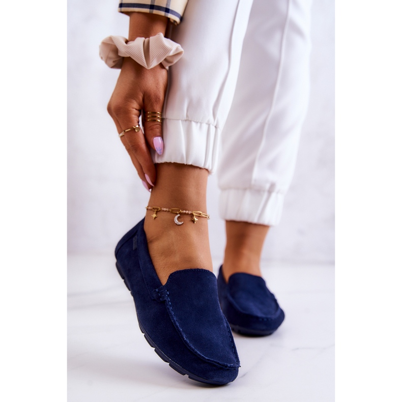 Mocassini da donna in camoscio Big Star JJ274659 Blu Navy 1