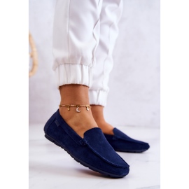 Mocassini da donna in camoscio Big Star JJ274659 Blu Navy 2