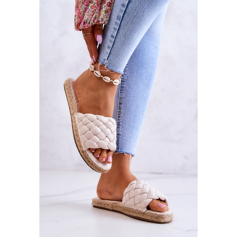 Pantofole in pelle intrecciata Big Star JJ274922 Beige 2