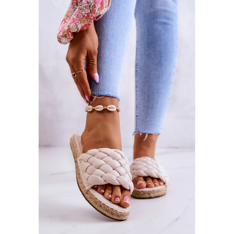 Pantofole in pelle intrecciata Big Star JJ274922 Beige 1