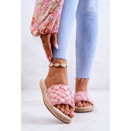 Pantofole in pelle intrecciata Big Star JJ274921 rosa 1