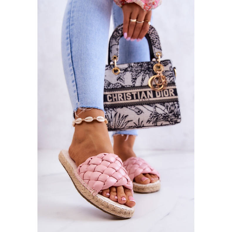 Pantofole in pelle intrecciata Big Star JJ274921 rosa 2