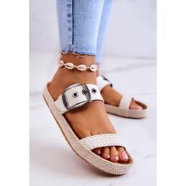 Big Star Pantofole alla moda con una grande stella fibbia JJ274729 bianco 2