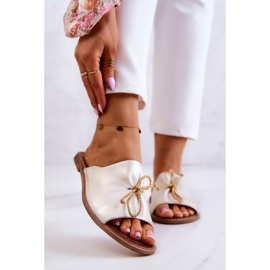Ciabatte da Donna in Pelle Nicole 2659/004 Bianche e Oro bianco 1