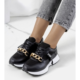 Sneakers nere con catena di Samina nero 1