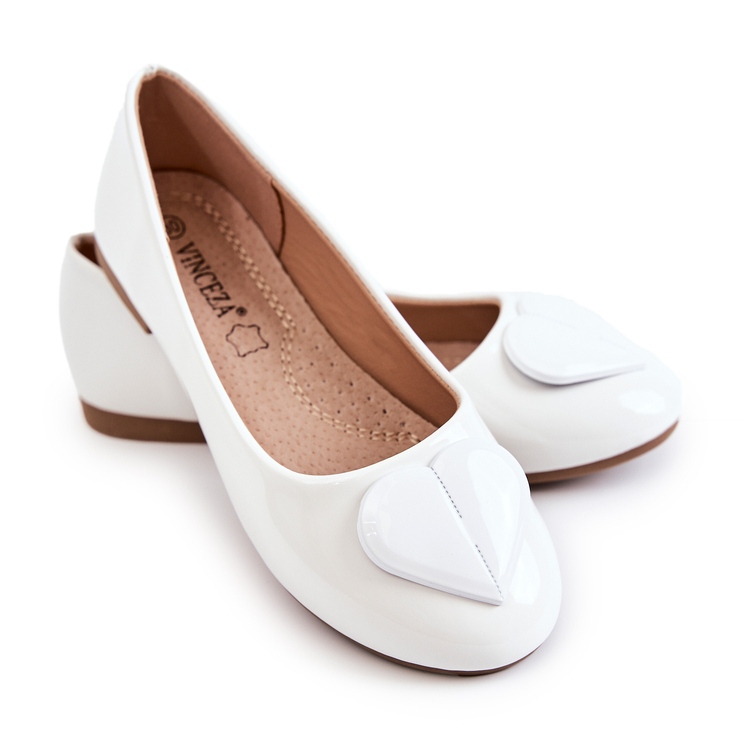 Vinceza Ballerine Per Bambini Laccate Con Cuore Bianco Corty 3