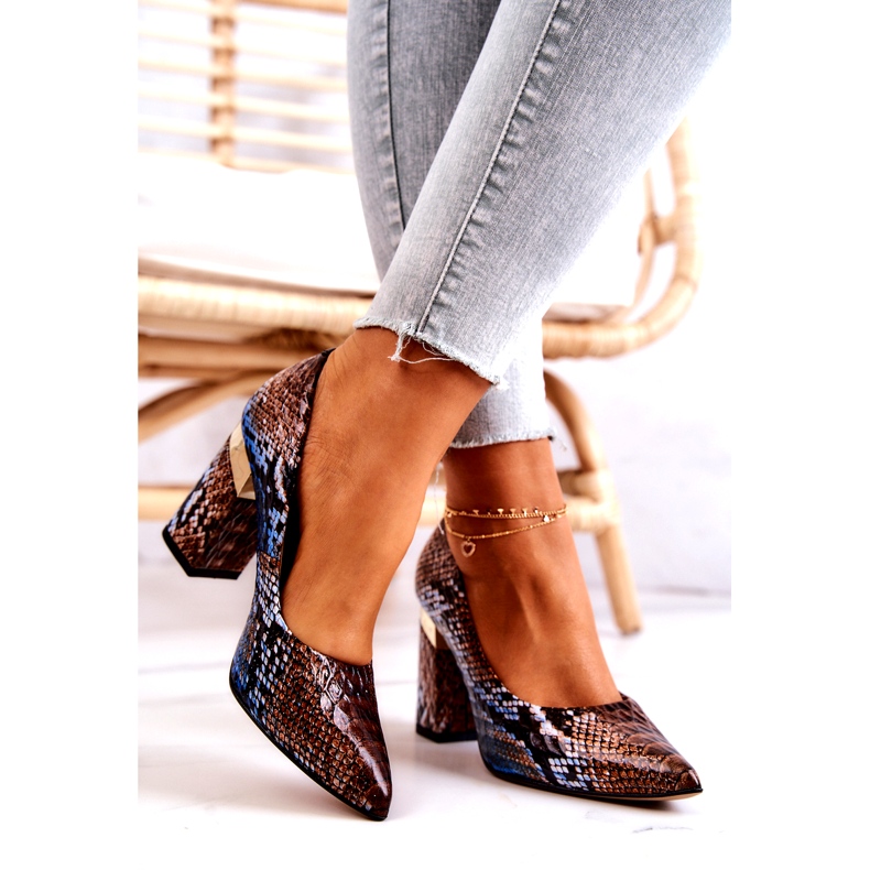 Lewski Shoes Décolleté in pelle Lewski Snake 3117 Marrone-Blu 2