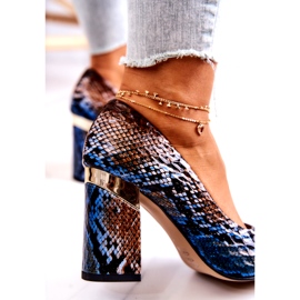 Lewski Shoes Décolleté in pelle Lewski Snake 3117 Marrone-Blu 4