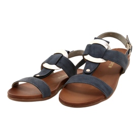 M.Daszyński Sandali femminili con una ruota Daszyński d'argento MR1958-10 blu navy 2