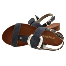 M.Daszyński Sandali femminili con una ruota Daszyński d'argento MR1958-10 blu navy 4