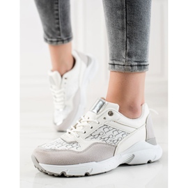 Renda Scarpe da ginnastica alla moda beige bianco argento 2