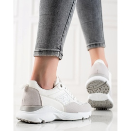Renda Scarpe da ginnastica alla moda beige bianco argento 1