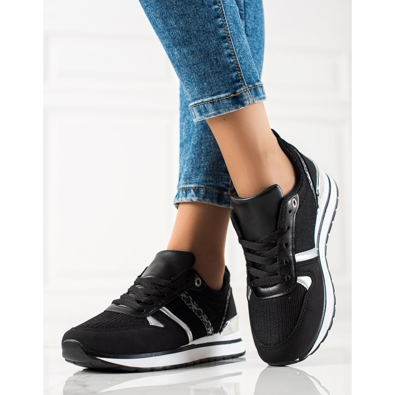 Sweet Shoes Sneakers comode classiche nero d'argento 1