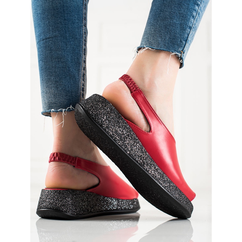 TRENDI Sandali Sulla Piattaforma Glitter rosso 1