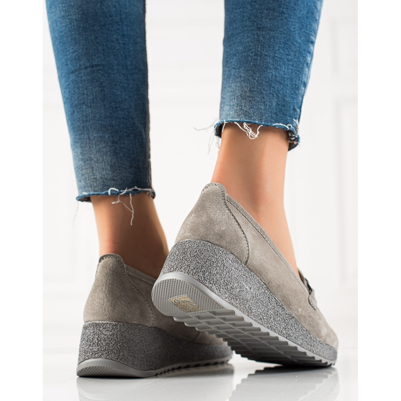 Filippo Scarpe brogue in pelle sulla piattaforma grigio 1