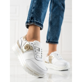 Filippo Sneakers in pelle alla moda bianco d'oro 1