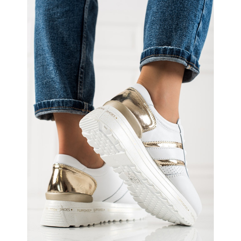 Filippo Sneakers in pelle bianca bianco d'oro 2