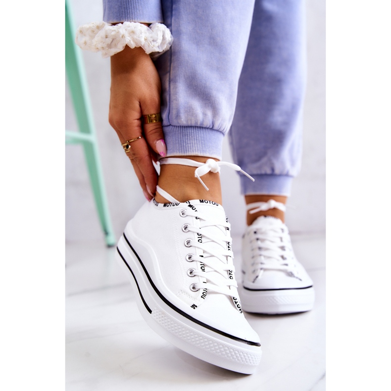 S.Barski Sneakers da donna bianche con allacciatura Menifee bianca 1