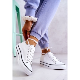 S.Barski Sneakers da donna bianche con allacciatura Menifee bianca 2