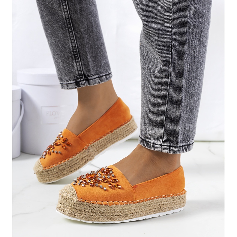 Espadrillas arancioni con zirconi Leer arancia 1