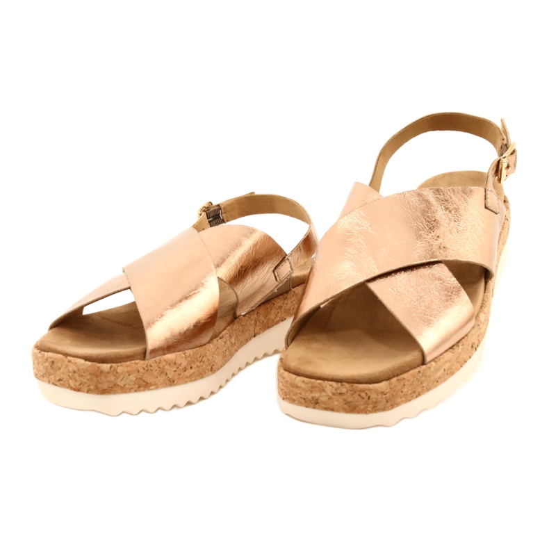 Sandali in pelle da donna Caprice sulla piattaforma 9-28712 933 Gold rosa d'oro 2