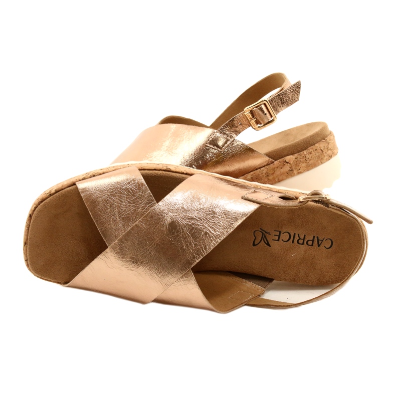 Sandali in pelle da donna Caprice sulla piattaforma 9-28712 933 Gold rosa d'oro 4