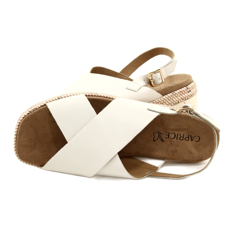Sandali in pelle Caprice sulla piattaforma 9-28712 102 Bianco 4