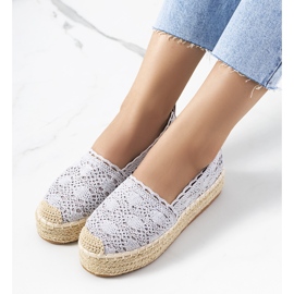 Espadrillas in pizzo grigio sulla piattaforma Akker 1
