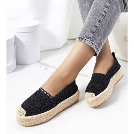 Espadrillas in pizzo nero sulla piattaforma Akker 1