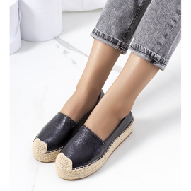 Espadrillas nere lucide sulla piattaforma Feiken nero 1