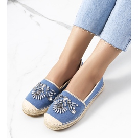 Espadrillas blu con cubic zirconia Block 1