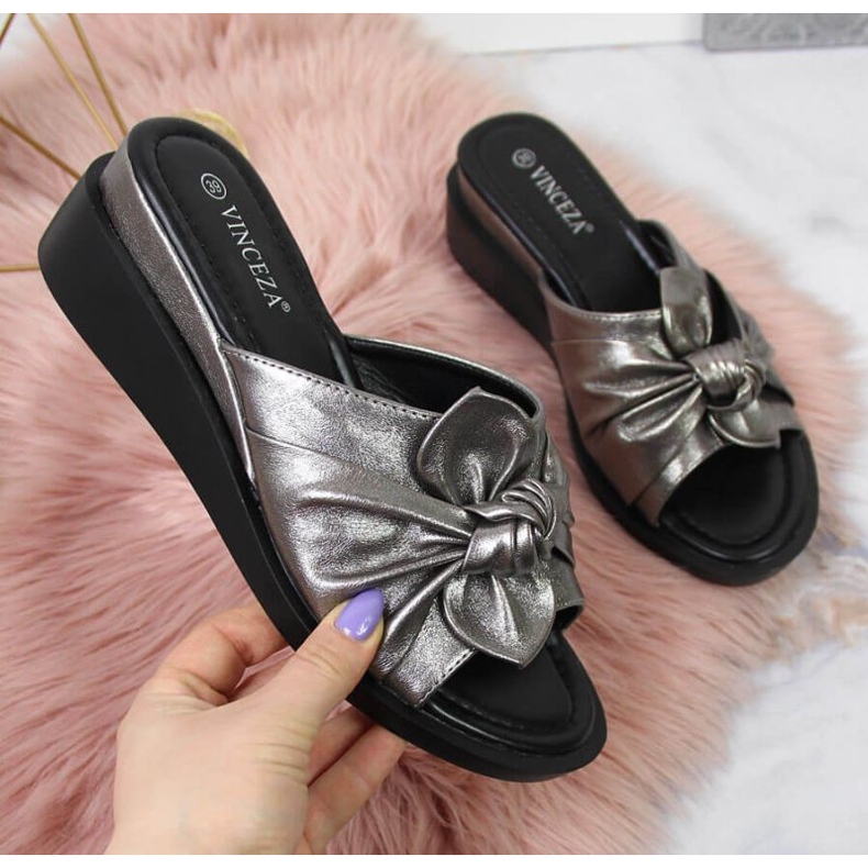 Ciabatte sulla zeppa Vinceza W JAN115B argento d'argento 1