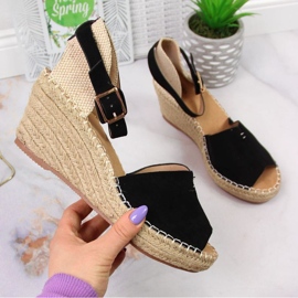 Sandali neri con zeppa eVento W EVE351 nero 1