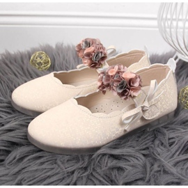 Ballerine in velcro con fiori Vinceza Jr JAN99A beige 2