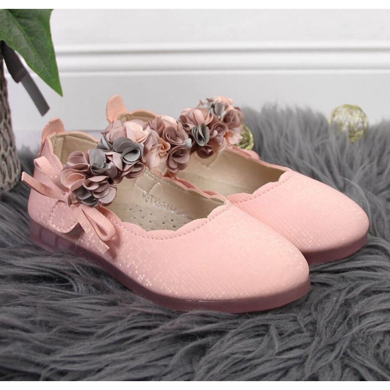 Ballerine in velcro con fiori Vinceza Jr JAN99B rosa 2