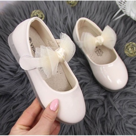 Ballerine in velcro con fiocco Vinceza Jr JAN100B beige 1