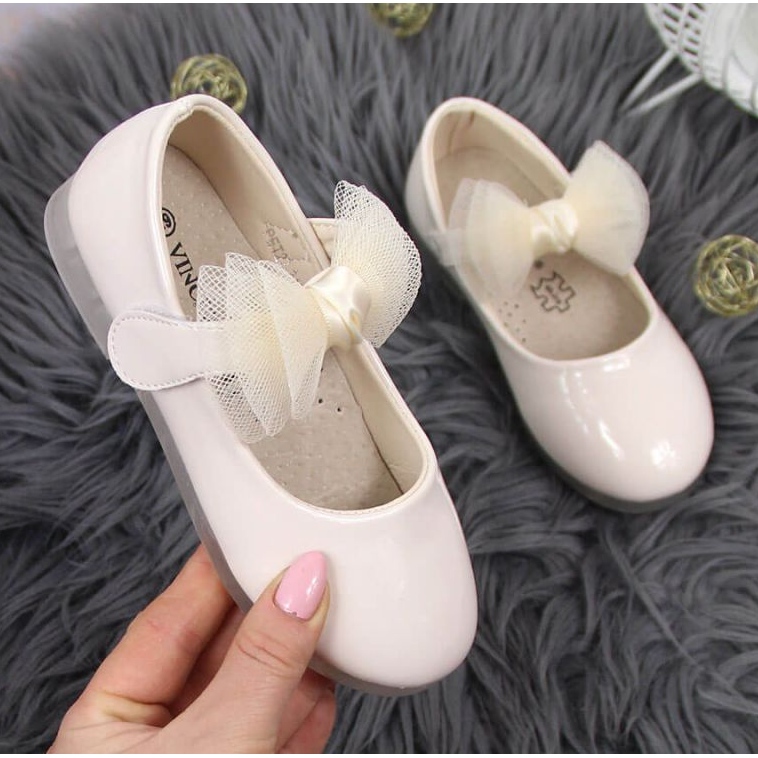 Ballerine in velcro con fiocco Vinceza Jr JAN100B beige 1