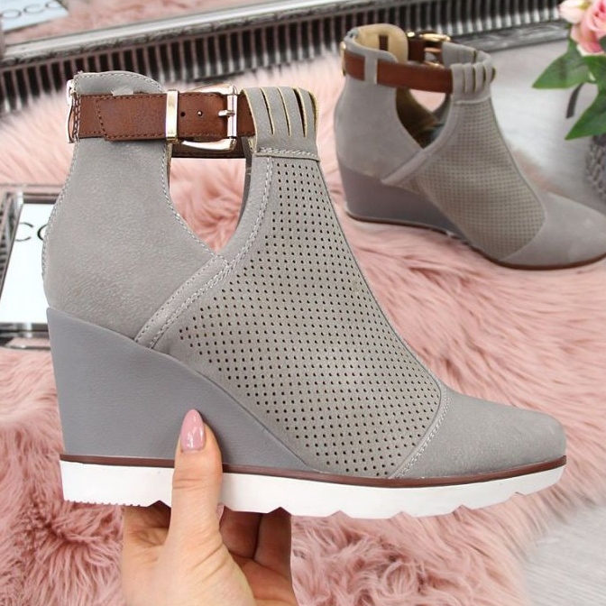 Sneakers grigie con zeppa traforate Filippo W PAW117B grigio 1