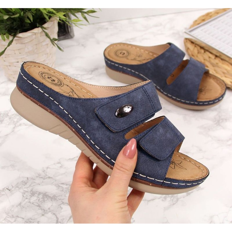 Zeppe in velcro eVento W EVE224A blu navy 1