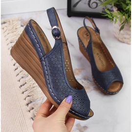 Sandali con zeppa eVento W EVE349A blu navy 1