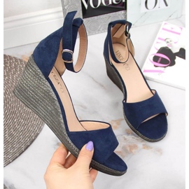 Sandali con zeppa Vinceza W JAN104A blu navy 1